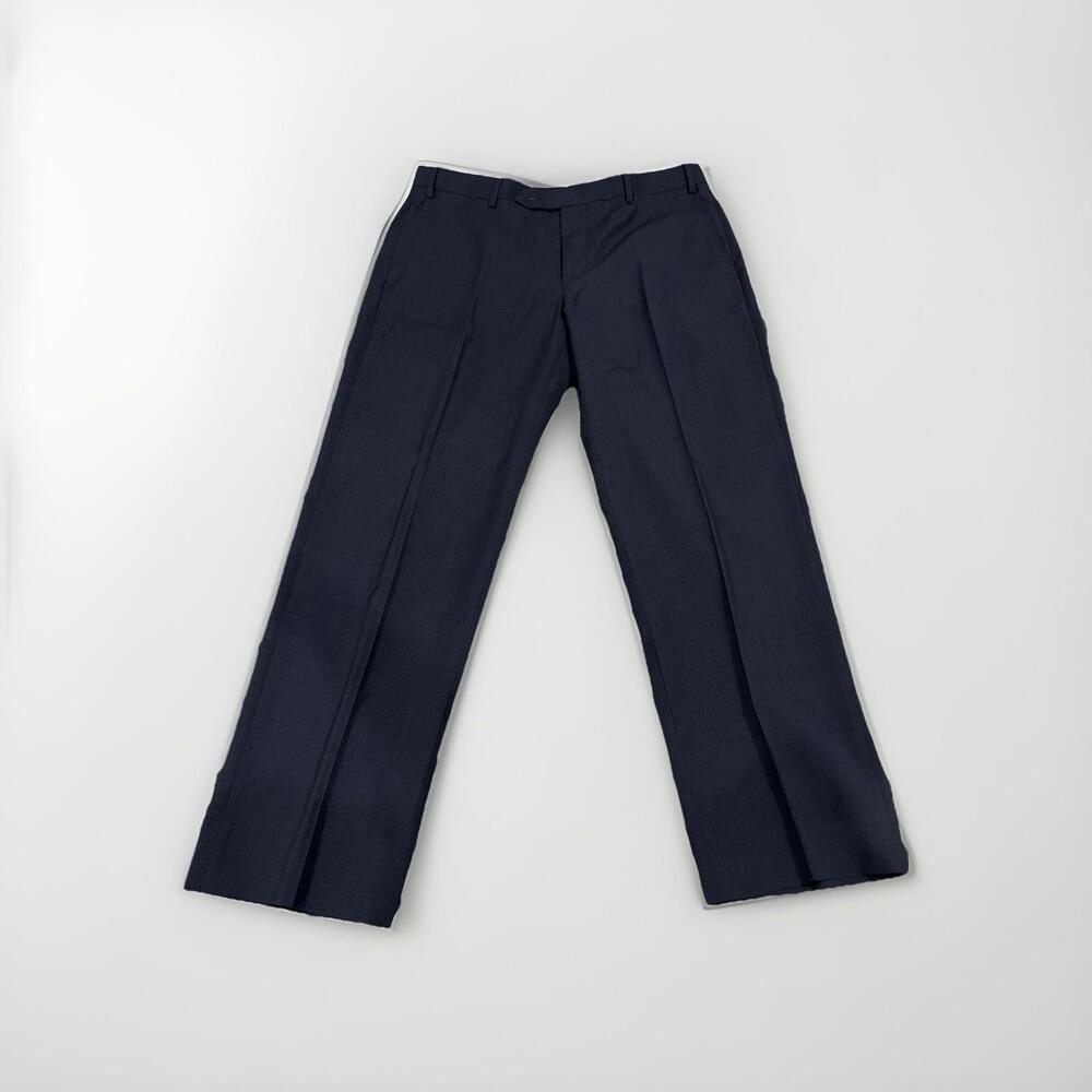 ZANELLA DEVON MENS BLUE PATTERN DRESS PANTS 34x28 RP $378 MADE ITALY GREAT COND!